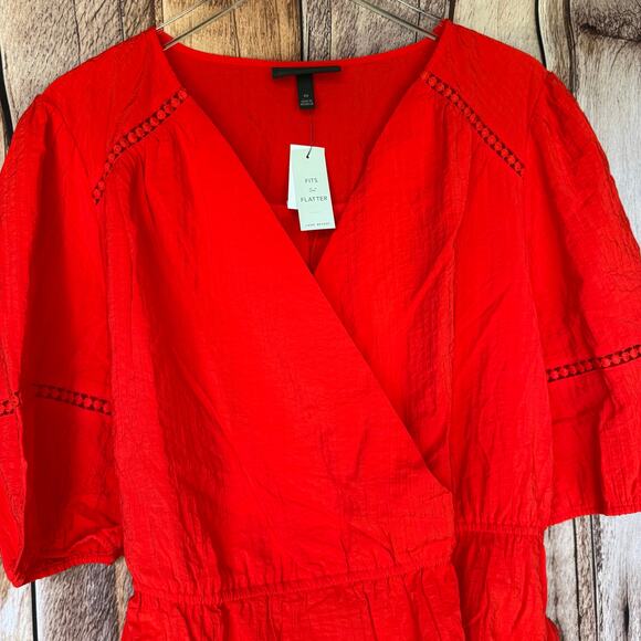 Lane Bryant Top Faux Wrap Red Belt Plus Size 20 NWT Summer Spring Short Sleeve - Picture 3 of 9
